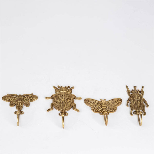 Audrey's Home & Gift - Gold Folk Art Bugs Wall Hooks (4 Designs)