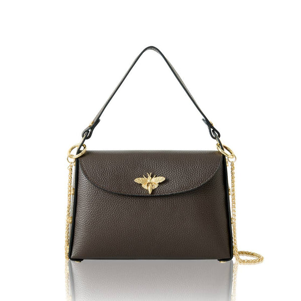 MONTTE DI JINNE - Italian Handmade Leather Top Handle Bag with Bee Emblem