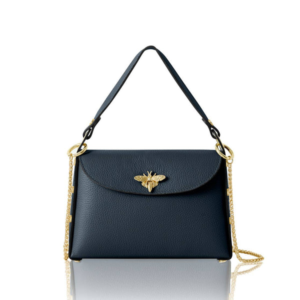 MONTTE DI JINNE - Italian Handmade Leather Top Handle Bag with Bee Emblem