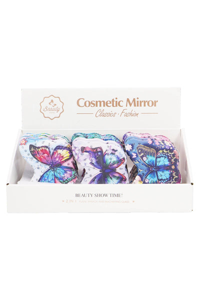 Cap Zone - Butterfly Floral Cosmetic Compact Mirror