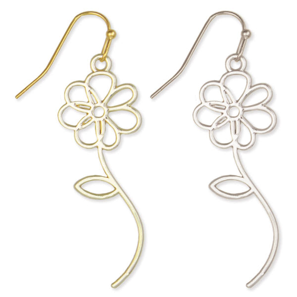 ZAD - Flower Outline Linear Earrings