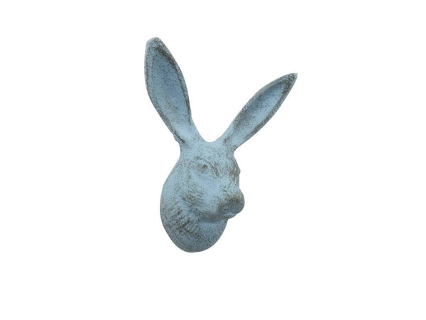 Hampton Ironworks - Rustic Light Blue Cast Iron Decorative Rabbit Hook 5"
