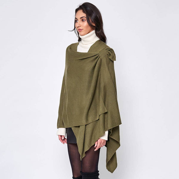 Fashion City - Solid Ruana with Shoulder Strap