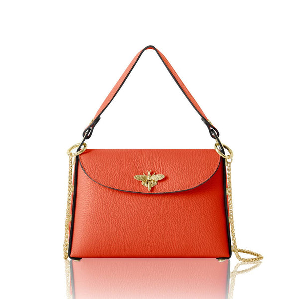 MONTTE DI JINNE - Italian Handmade Leather Top Handle Bag with Bee Emblem