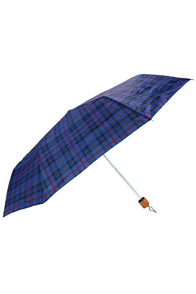 Cap Zone - Blue Plaid Manual 8-panel 3-fold Compact Umbrella