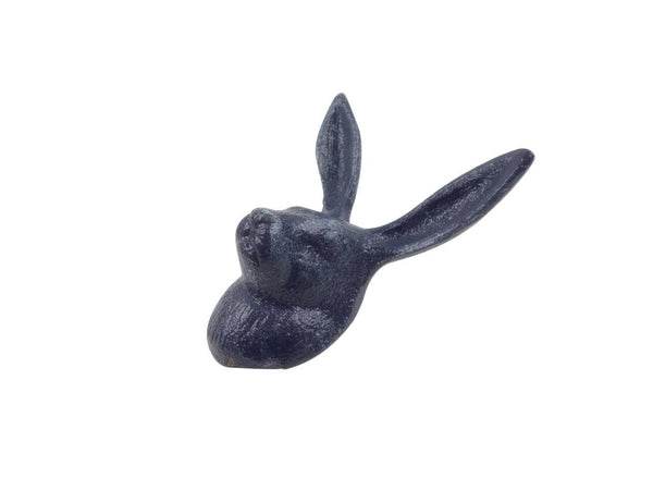 Hampton Ironworks - Rustic Dark Blue Cast Iron Decorative Rabbit Hook 5"
