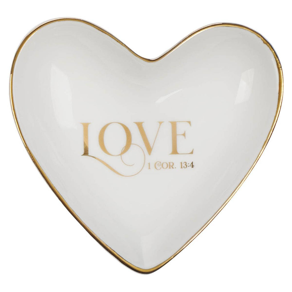 Christian Art Gifts - Trinket Tray Love Heart Love 1 Cor. 13:4