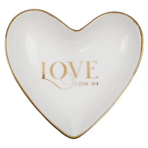 Christian Art Gifts - Trinket Tray Love Heart Love 1 Cor. 13:4