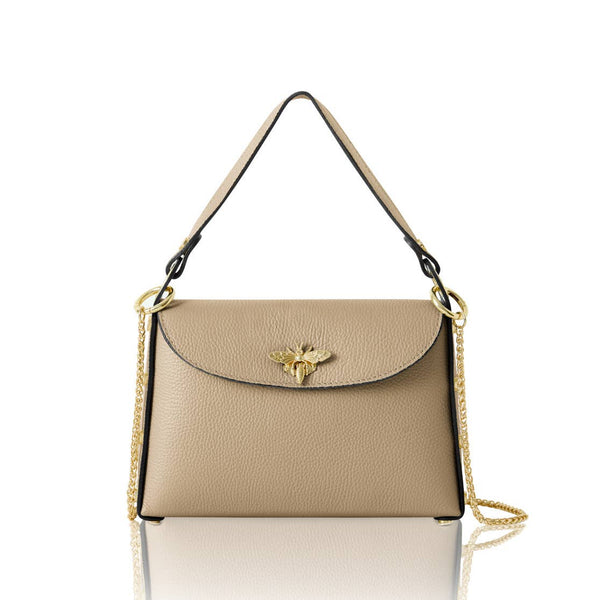 MONTTE DI JINNE - Italian Handmade Leather Top Handle Bag with Bee Emblem
