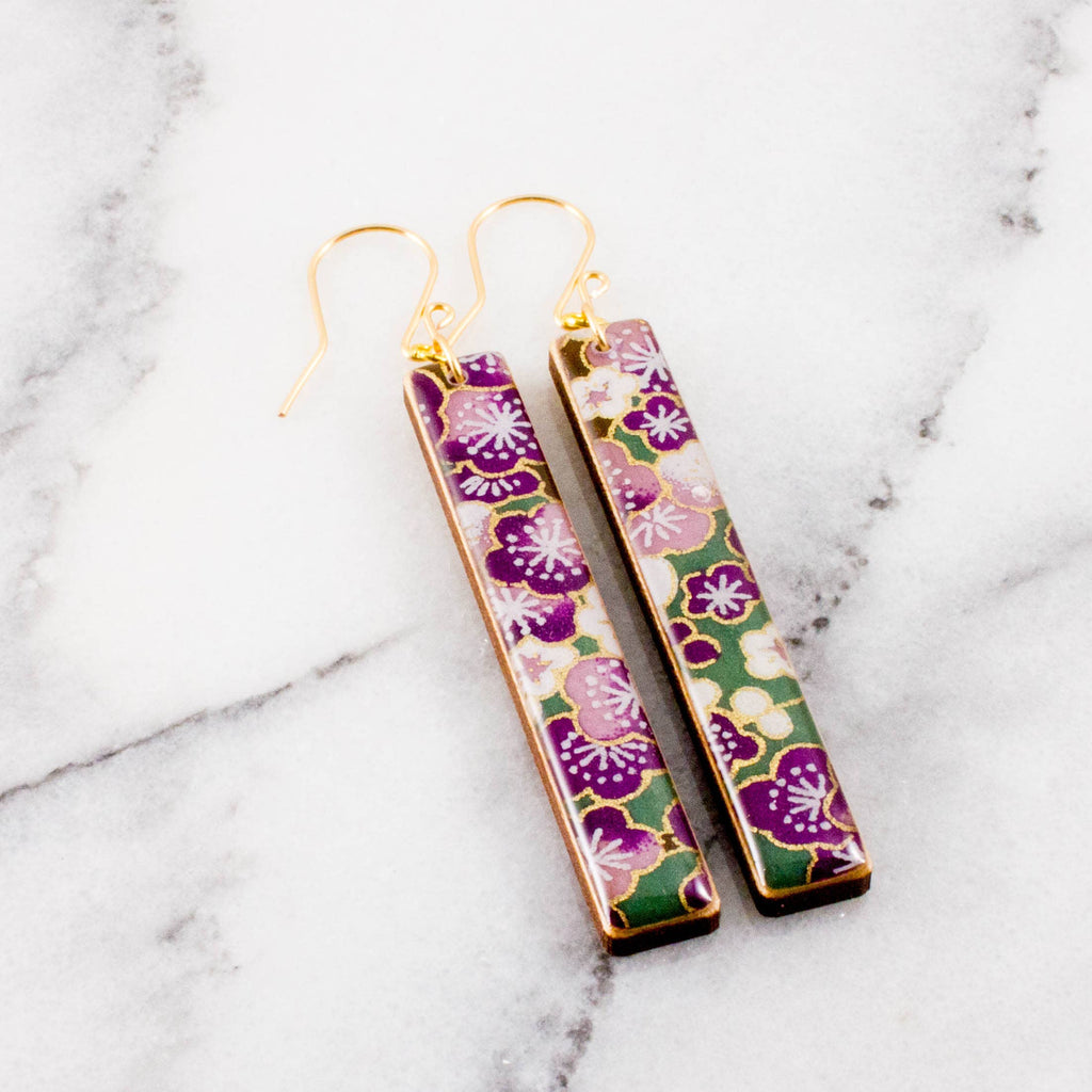 No Man's Land - Plum Blossom Bar Earrings