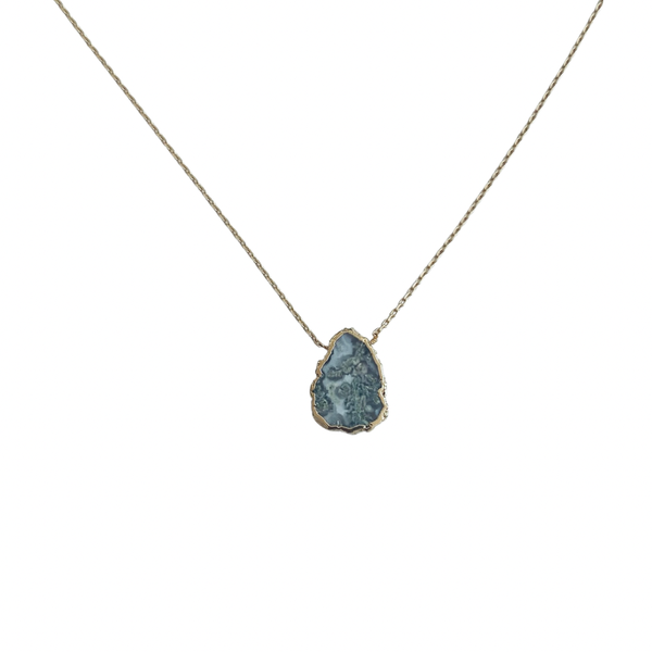 Modern Opus - Moss Agate Gold Plated Pendant/Charm Necklace