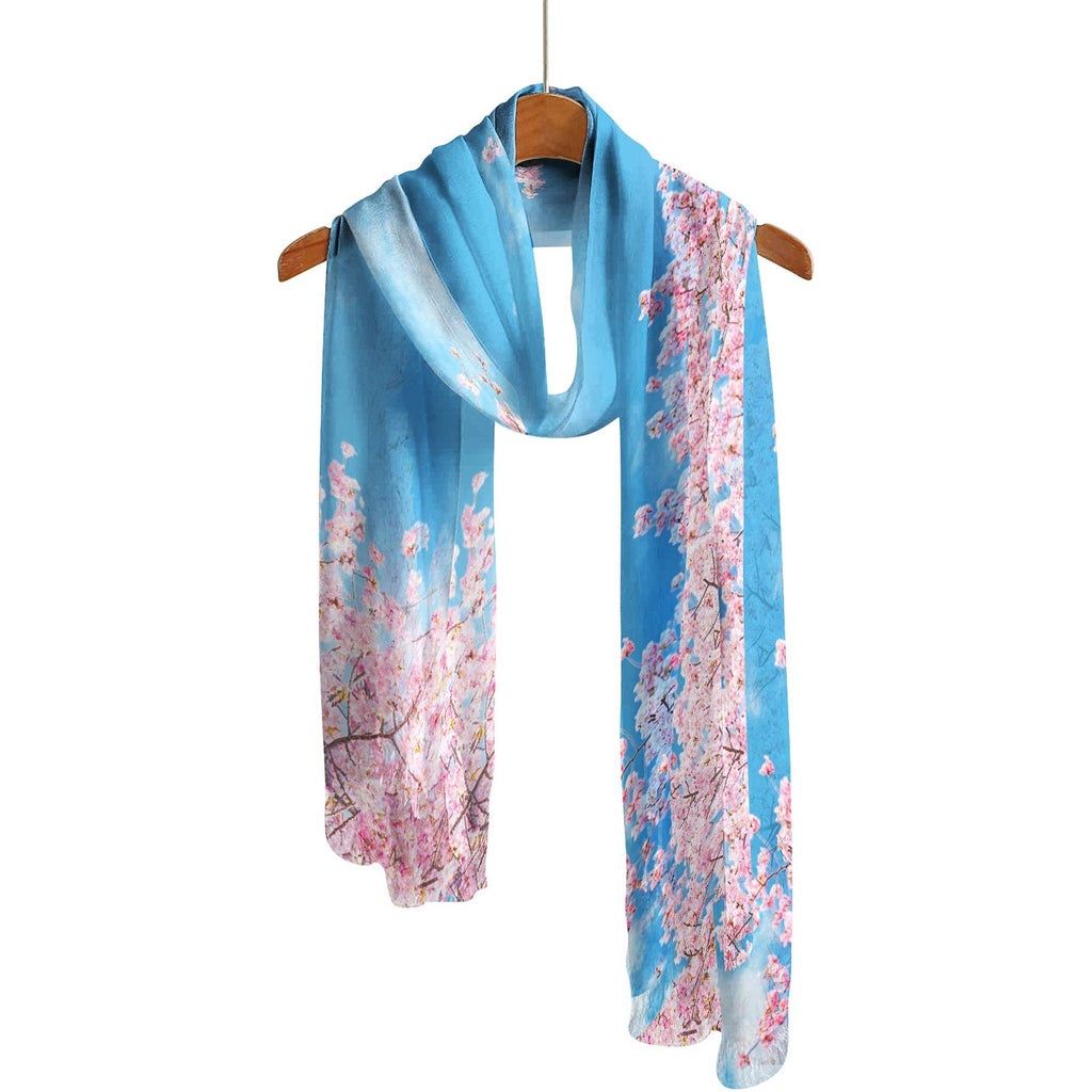 RainCaper - Cherry Blossoms Long Sheer Scarf – Lightweight, Elegant, Silky-Soft