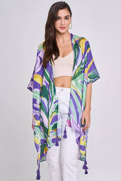 Hana - Floral Print Tassel Kimono