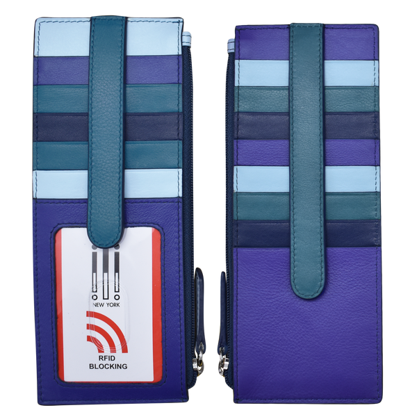 ili New York - 7800 Leather Card Holder with Zip Pocket