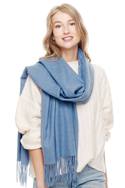 Hana - Soft Cashmere Solid Color Scarf: Heather Gray