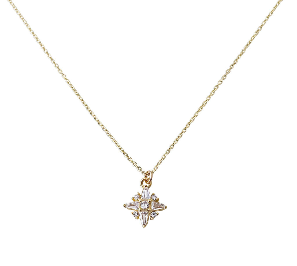 Modern Opus- 11:11 Angels - Gold Plated Sterling Silver Baguette Star Necklace