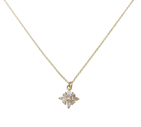 Modern Opus- 11:11 Angels - Gold Plated Sterling Silver Baguette Star Necklace
