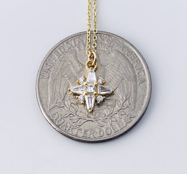 Modern Opus- 11:11 Angels - Gold Plated Sterling Silver Baguette Star Necklace