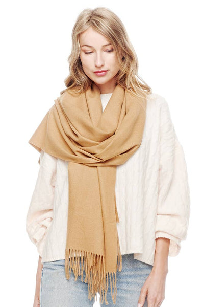 Hana - Soft Cashmere Solid Color Scarf: Heather Gray