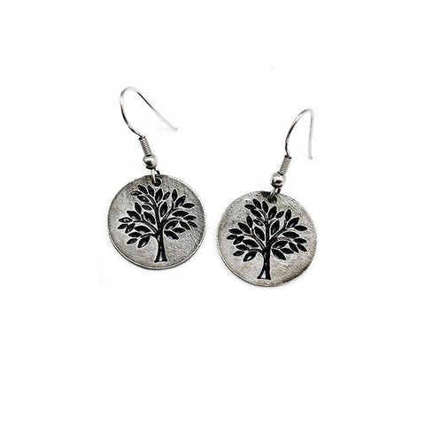 Anju Jewelry - Pewter Earrings - Tree of Life Cutout