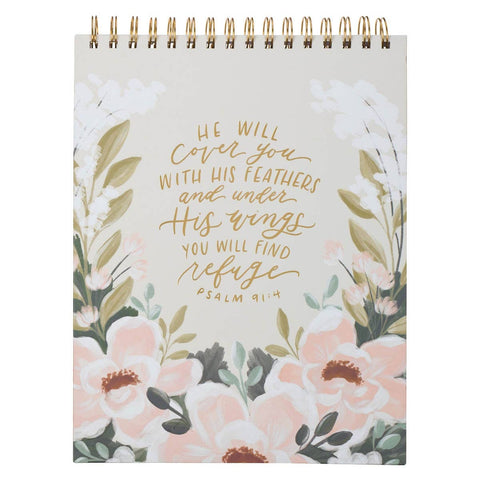 Christian Art Gifts - Wirebound Notepad He Will Cover You Ps. 91:4