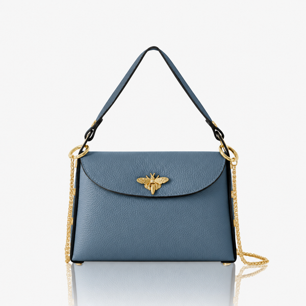 MONTTE DI JINNE - Italian Handmade Leather Top Handle Bag with Bee Emblem