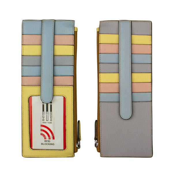 ili New York - 7800 Leather Card Holder with Zip Pocket