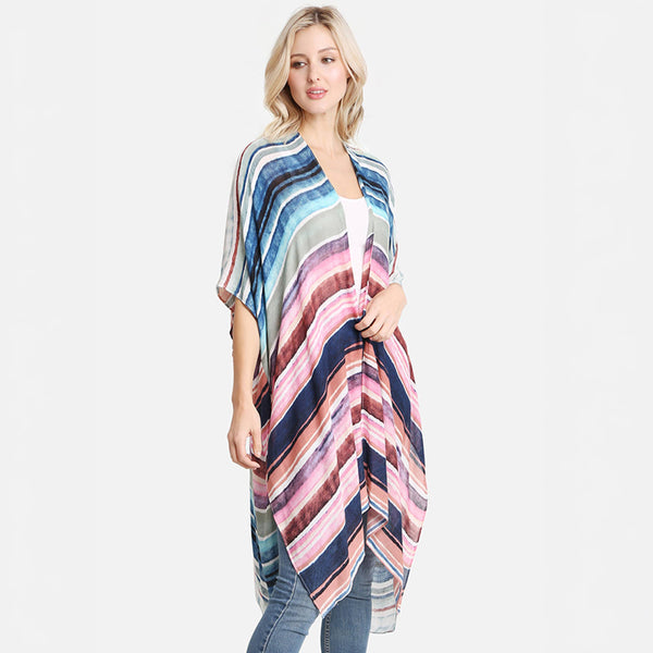 Hana - Stripe Multi Color Pattern Summer Kimono Cover Up