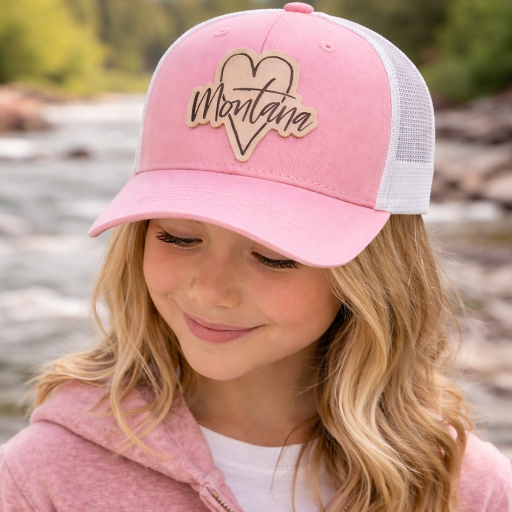 MT Brand Apparel - Funky Heart Customizable Leather Patch YOUTH Mesh Back Hat