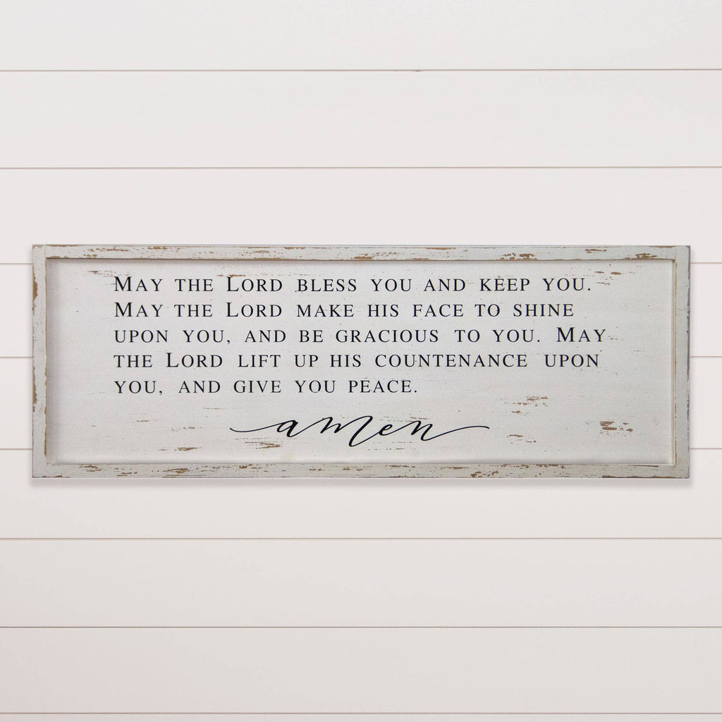 Audrey's Home & Gift - White Chippy Sign - May the Lord Bless You (PC)