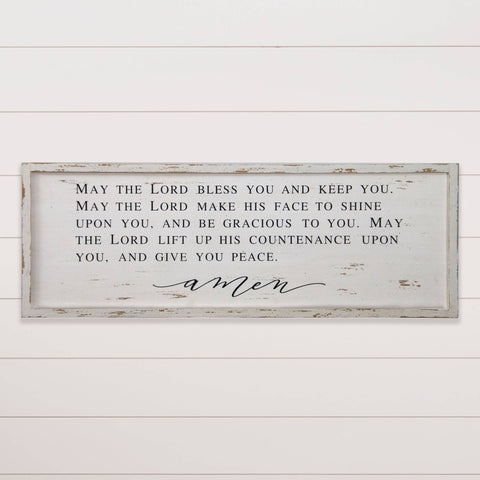 Audrey's Home & Gift - White Chippy Sign - May the Lord Bless You (PC)