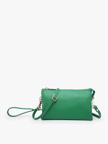 Jen & Co. - M013 Riley Monogrammable 3 Compartment Crossbody/Wristlet: Emerald