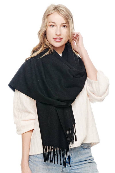 Hana - Soft Cashmere Solid Color Scarf: Heather Gray