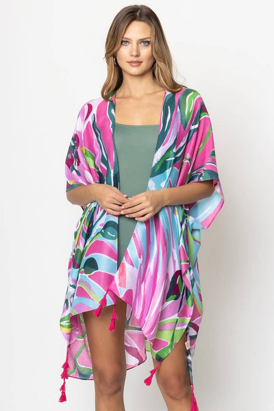 Hana - Floral Print Tassel Kimono