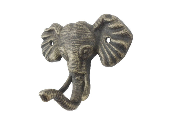 Hampton Ironworks - Rustic Gold Cast Iron Elephant Hook 5"