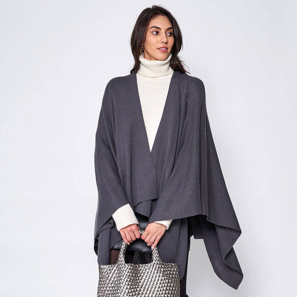 Fashion City - Solid Ruana with Shoulder Strap