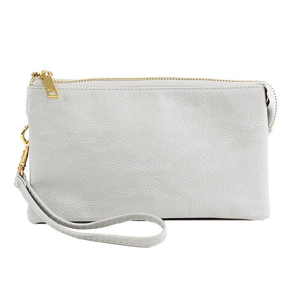 MiMi Wholesale - 7013 Monogrammable Three Compartments Crossbody Bag: Light Grey