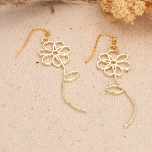 ZAD - Flower Outline Linear Earrings