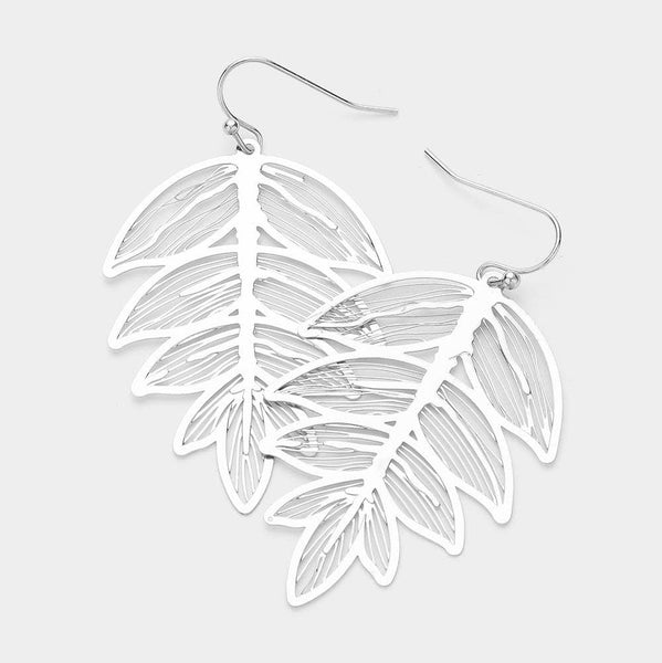 Sensibling Corp. - Brass Metal Filigree Leaf Dangle Earrings