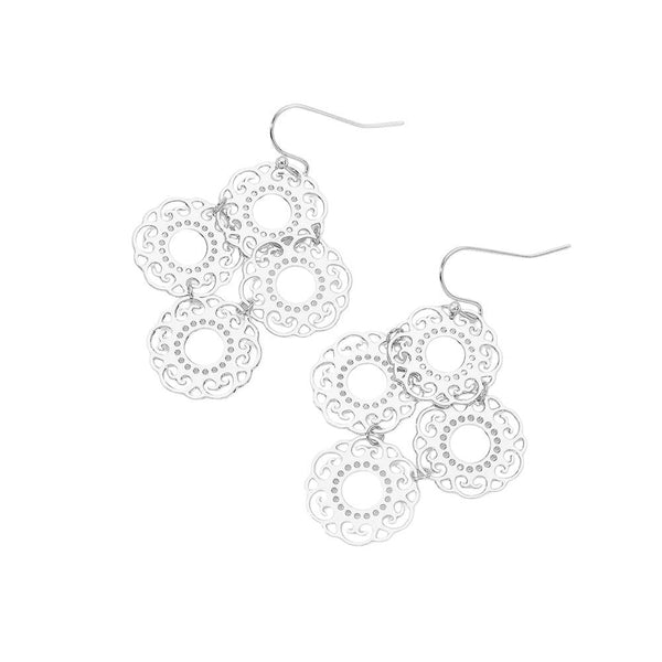 Sensibling Corp. - Metal Filigree Disc Link Dropdown Earrings