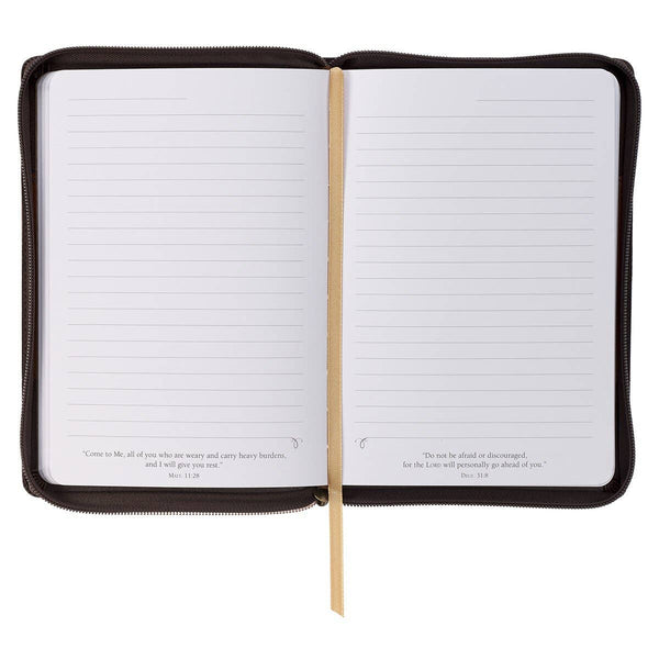 Christian Art Gifts - Journal Classic Zip Brown Two-tone Man of God 1 Tim. 6:11