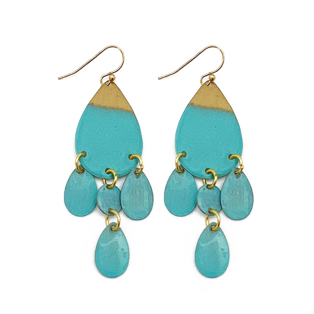 Anju Jewelry - Brass Patina Earrings - Blue Dangles
