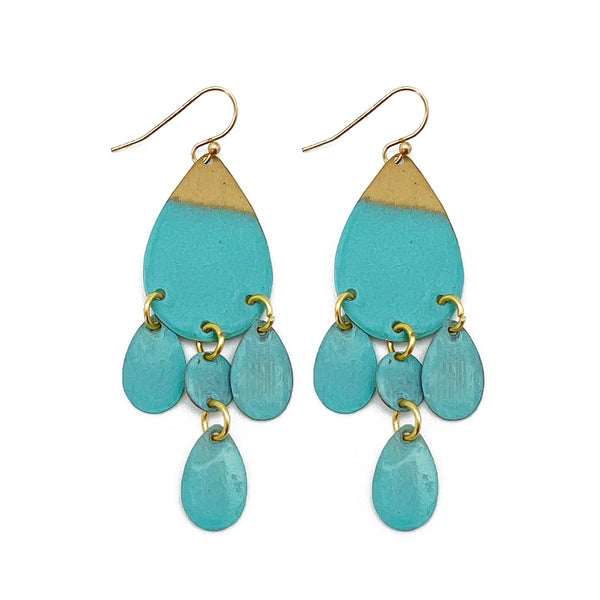 Anju Jewelry - Brass Patina Earrings - Blue Dangles