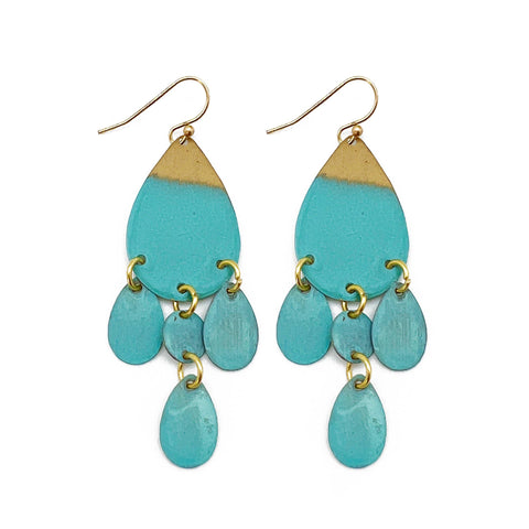Anju Jewelry - Brass Patina Earrings - Blue Dangles