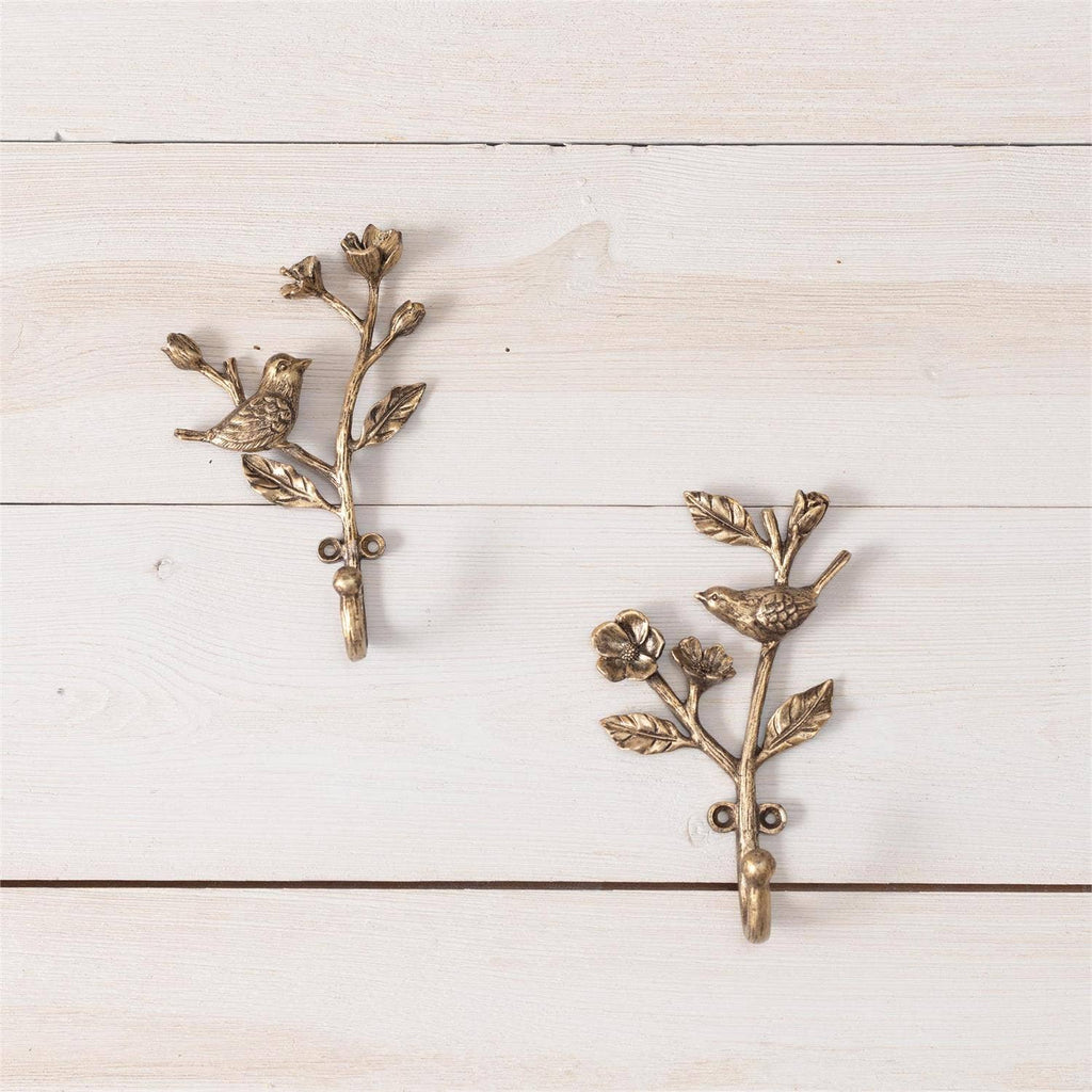Audrey's Home & Gift - Antique Brass Bird Hooks (Pk/06 Ast)