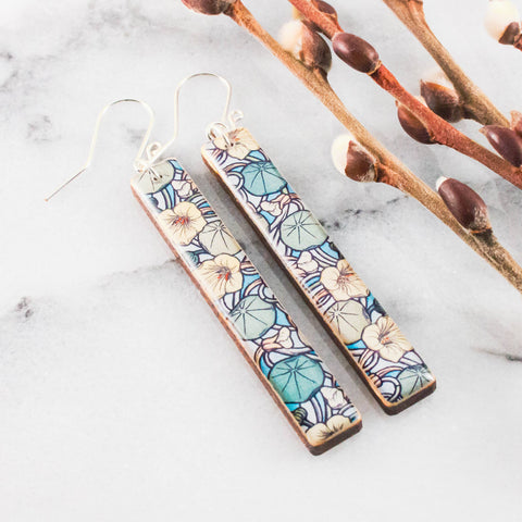No Man's Land - Art Nouveau Morning Glory Bar Earrings