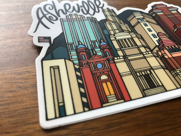 Sprouted Scribbles - Asheville Sticker | City Buildings | Waterproof Vinyl Decal