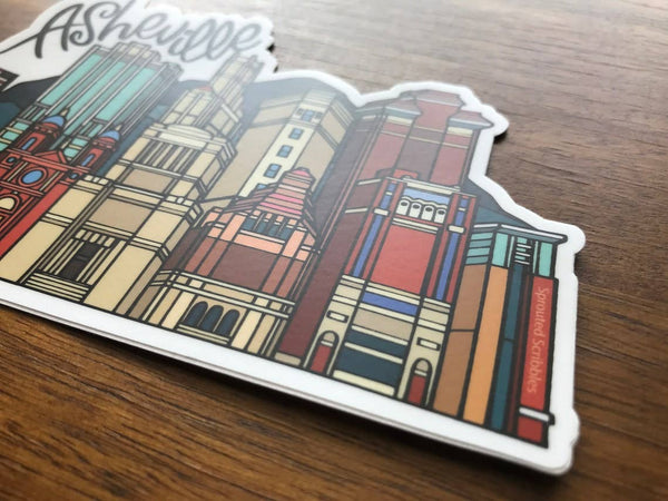 Sprouted Scribbles - Asheville Sticker | City Buildings | Waterproof Vinyl Decal