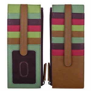 ili New York - 7800 Leather Card Holder with Zip Pocket