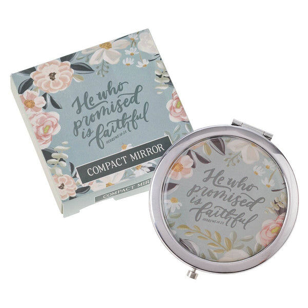 Christian Art Gifts - Mirror Compact He Who Promised Is Faithful Heb. 10:23